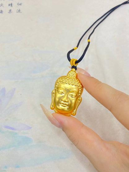 Antiker Dharma-Anhänger aus goldenem Buddhakopf (L)