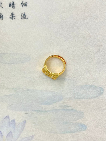 Square shaped financial character ring